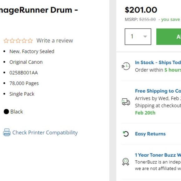 Canon GPR-20-21 New Black Drum Unit For Canon Printer - Picture 13 of 13